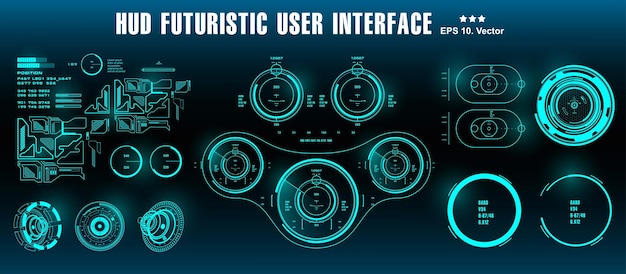 Dashboard display virtual reality technology screen HUD futuristic green user interface target