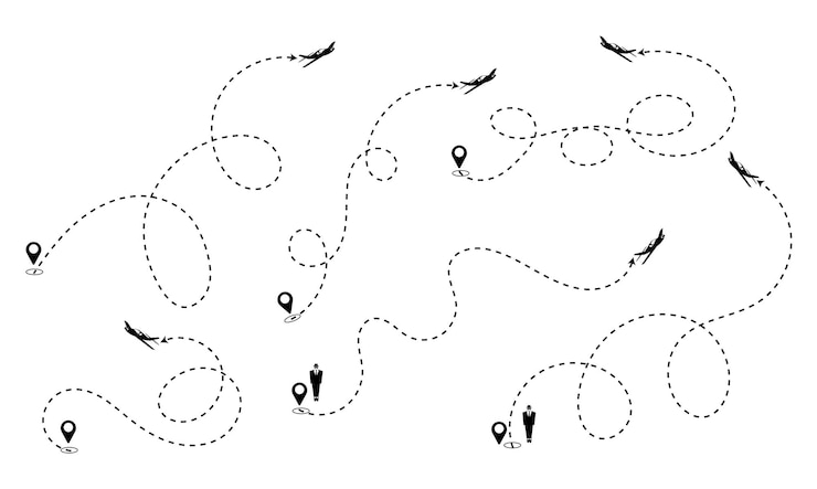 Vector dashed line arrow route path vector