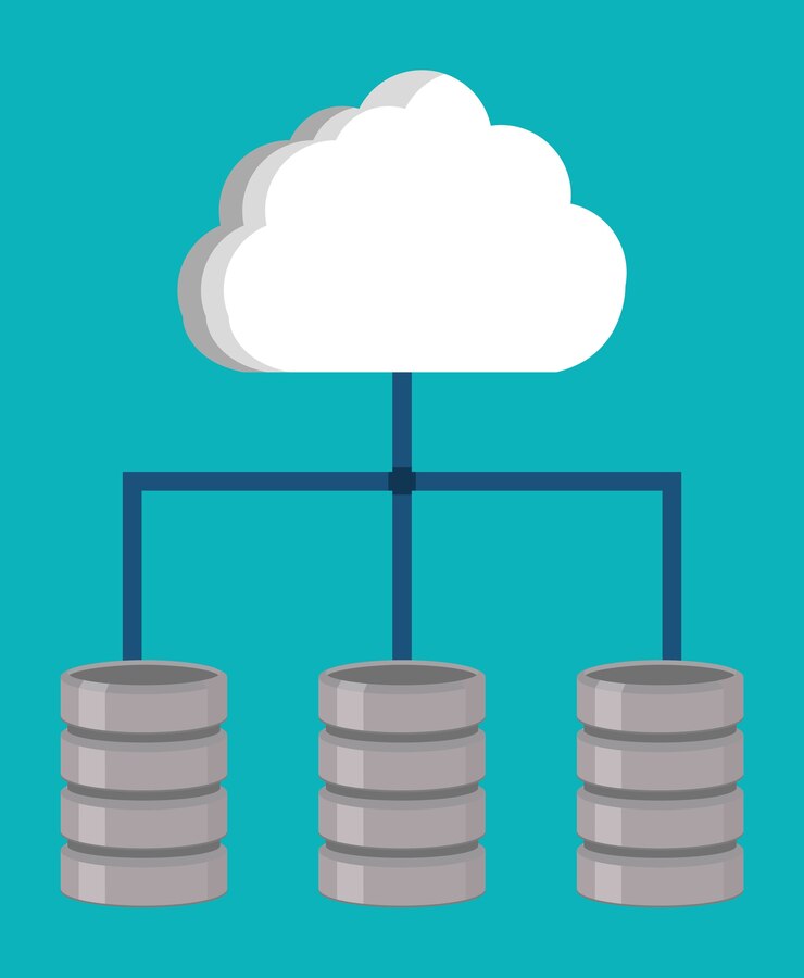 Vector data base with cloud icon