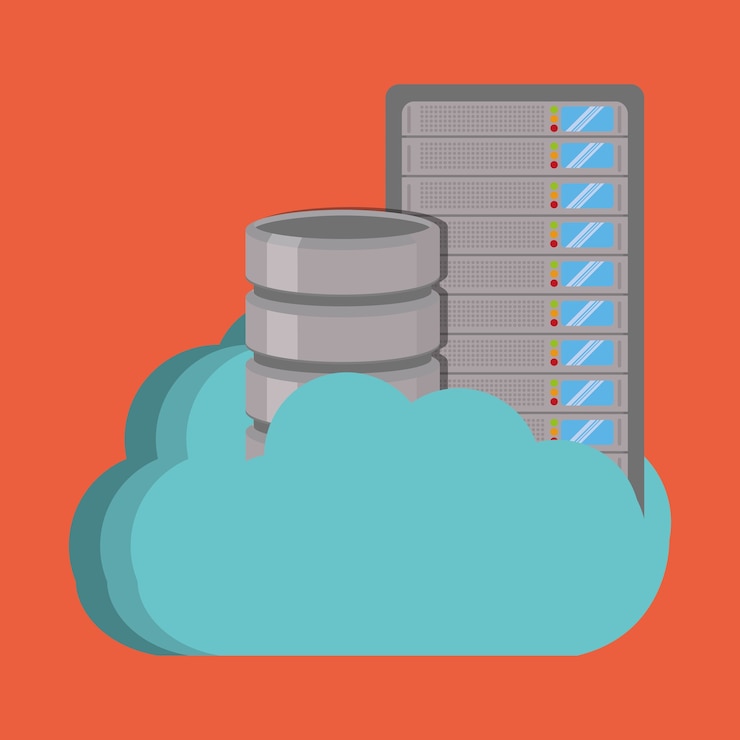 Vector data base with cloud icon