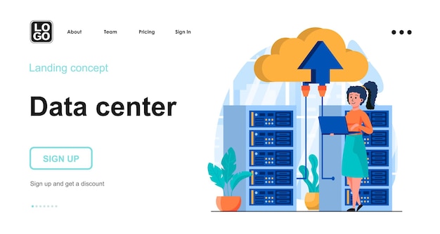 Data center flat design concept