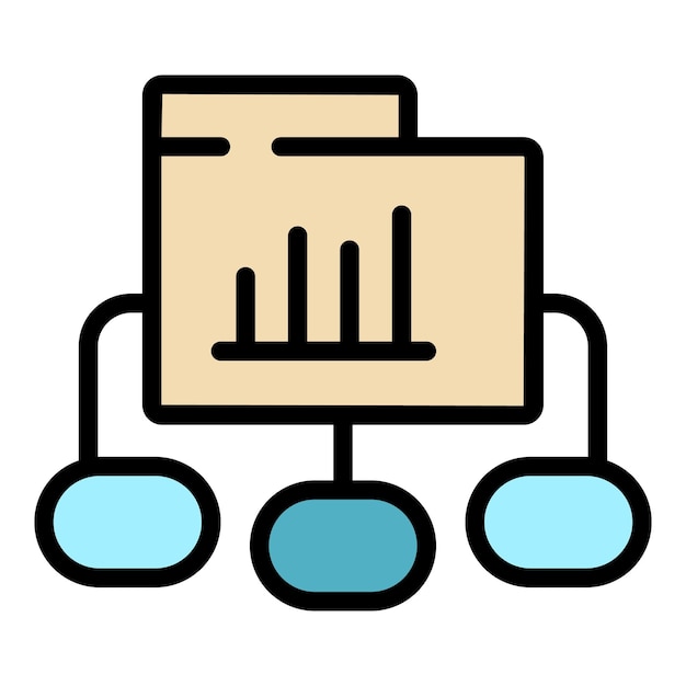 Data graph icon outline vector Business chart Report market color flat