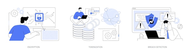 Data privacy abstract concept vector illustrations