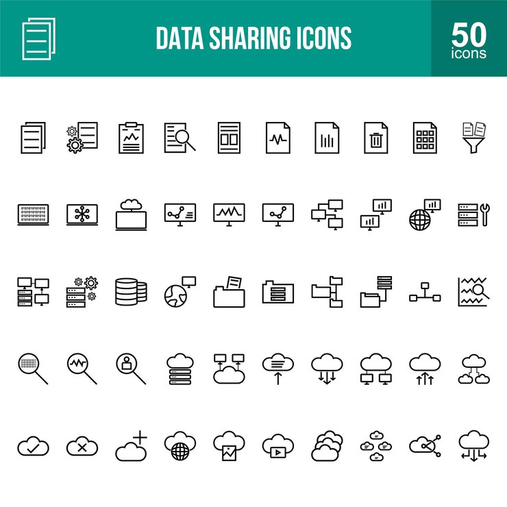 Data Sharing Line Icons Set
