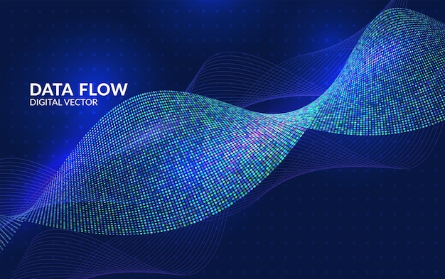 Data stream visualization in circular motion Concept of information flow big data analytics and data transfer in digital networks
