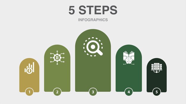 Data Visualization big data Analytics Machine Learning data center icons Infographic design layout template Creative presentation concept with 5 steps