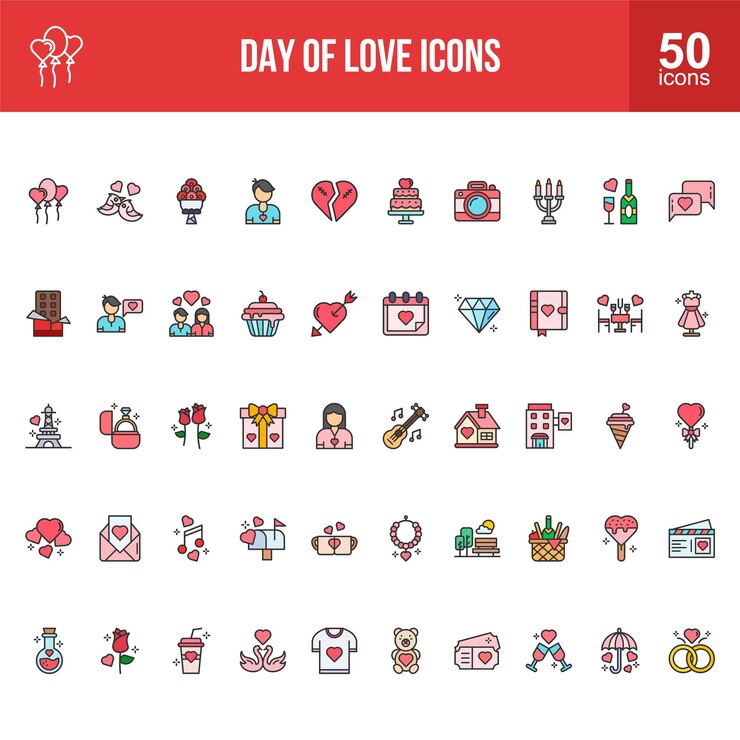 Day of Love Icons set