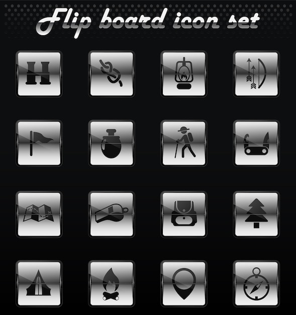 Day of scouts vector flip mechanical icons for user interface design