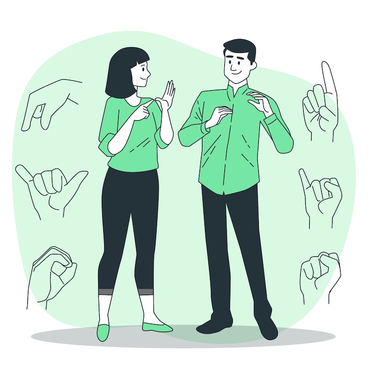 Vector deaf mute people concept illustration