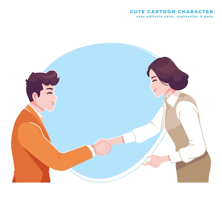 Vector deal concept cute cartoon character