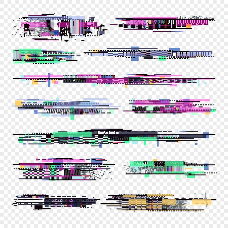 Vector decay signal glitch  elements isolated. grunge monitor glitched noise.
