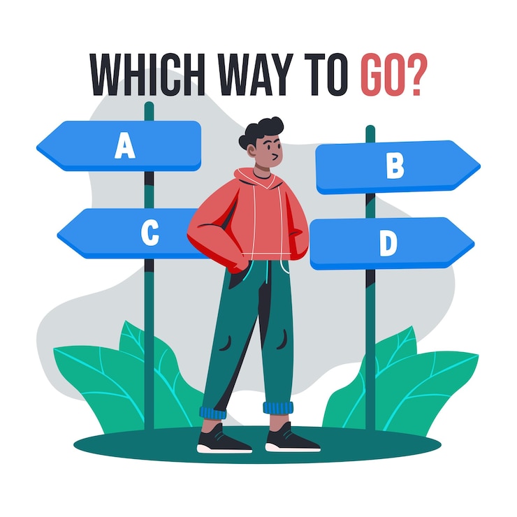 Vector decision making flat illustration of a character