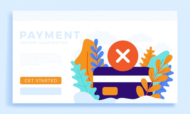Declined payment Credit card illustration isolated for landing page