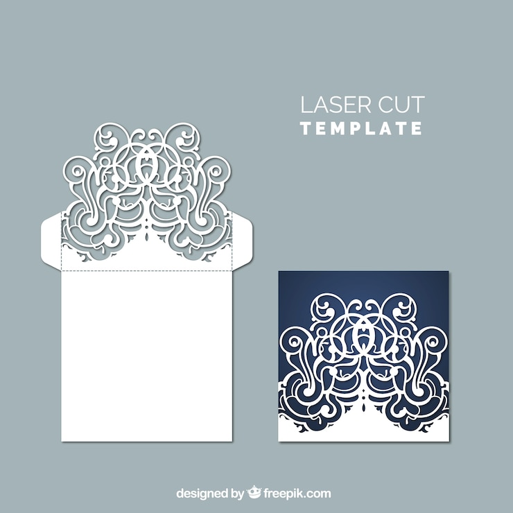 Vector decorative envelope with floral laser cut