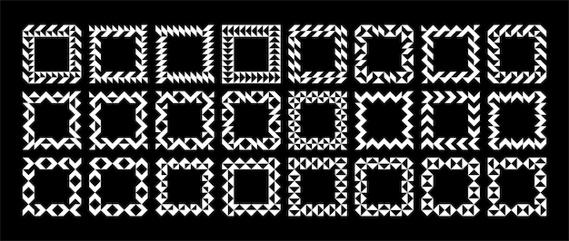 Decorative flat line abstract shape square border design set
