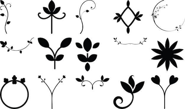 Decorative Icon Silhouette Set Bundle Vector Illustration Collection for Design and Craft Projects
