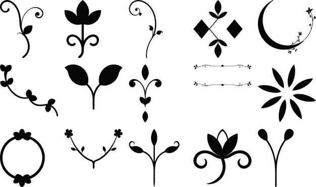 Decorative Icon Silhouette Set Bundle Vector Illustration Collection for Design and Craft Projects
