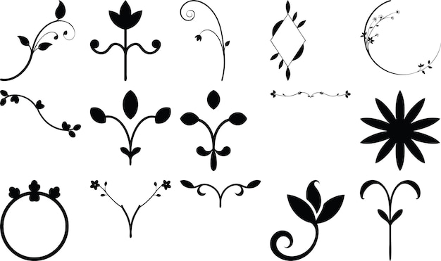 Decorative Icon Silhouette Set Bundle Vector Illustration Collection for Design and Craft Projects
