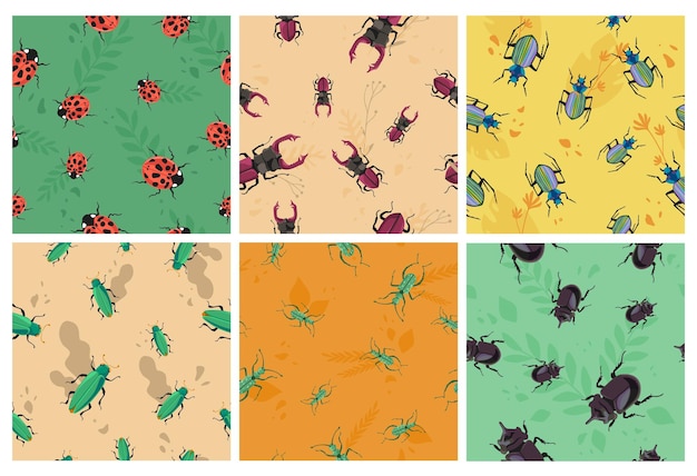 Decorative patter set with little bug plants decor