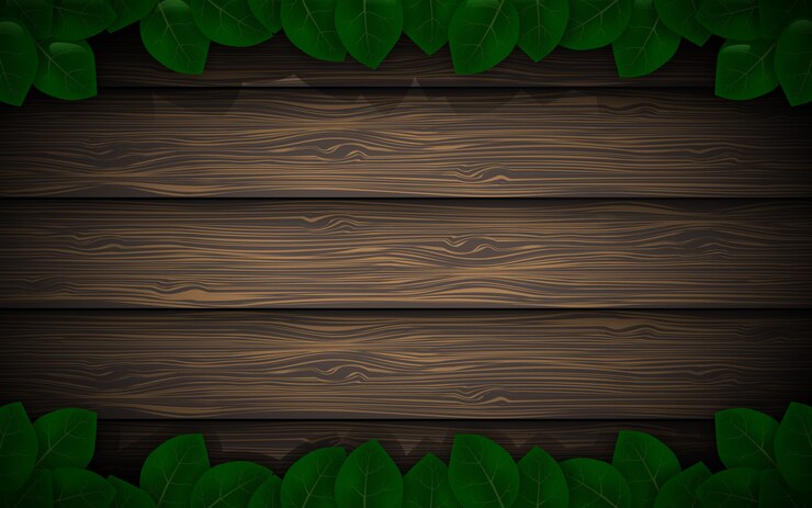 Decorative with wooden texture and surrounded by leaf leaves