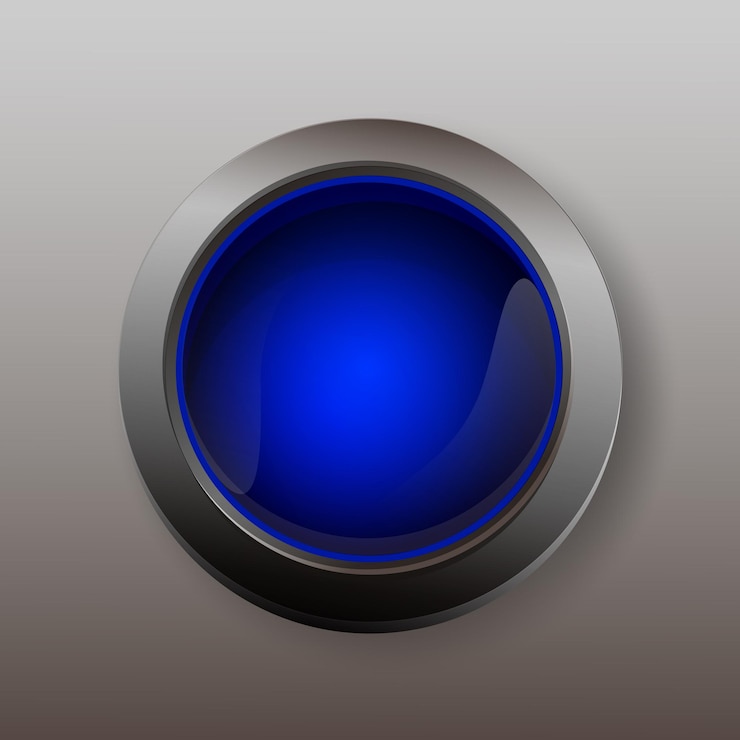 Vector deep blue button glossy shine metallic