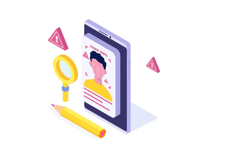 Vector deepfake deep face technology concept isometric vector illustration