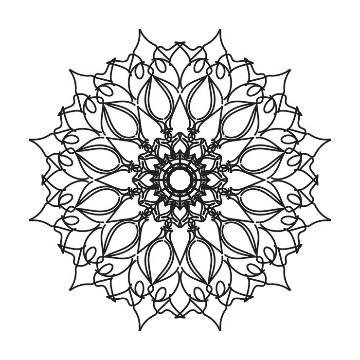 Dekorasi mandala digambar tangan dalam ornamen doodle oriental etnik