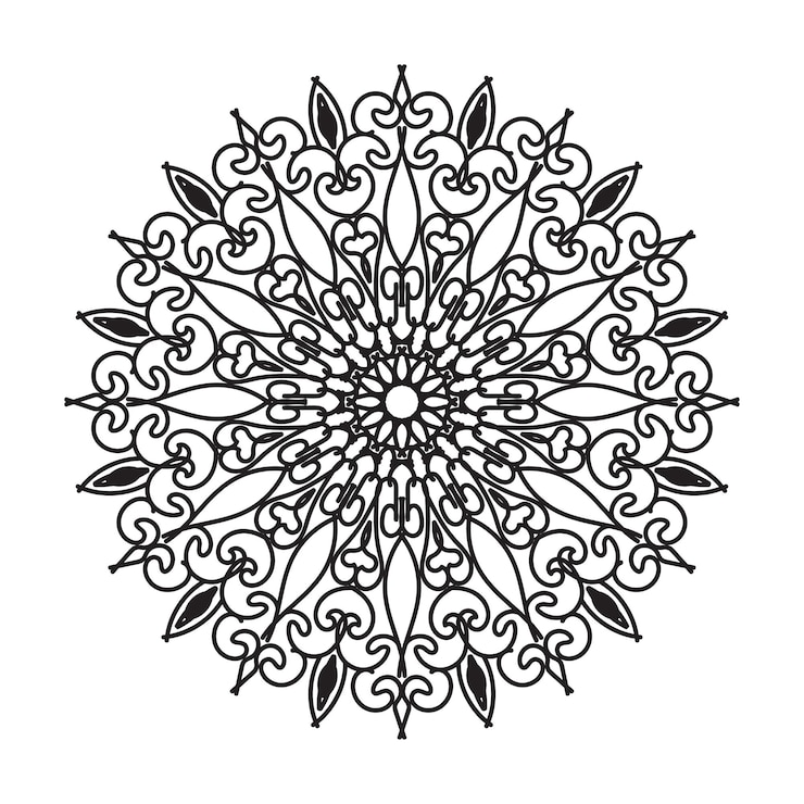 Dekorasi mandala digambar tangan dalam ornamen doodle oriental etnik