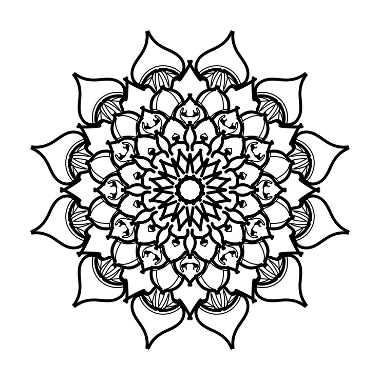 Dekorasi mandala digambar tangan dalam ornamen doodle oriental etnik
