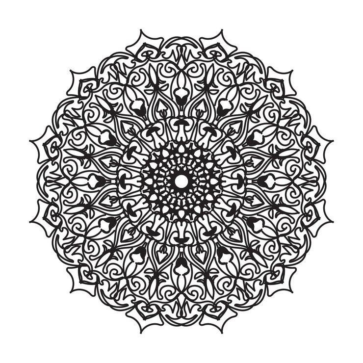 Dekorasi mandala digambar tangan dalam ornamen doodle oriental etnik