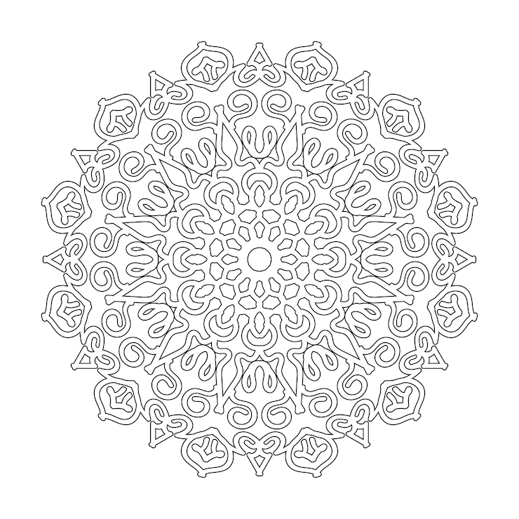 Dekorasi mandala digambar tangan dalam ornamen doodle oriental etnik