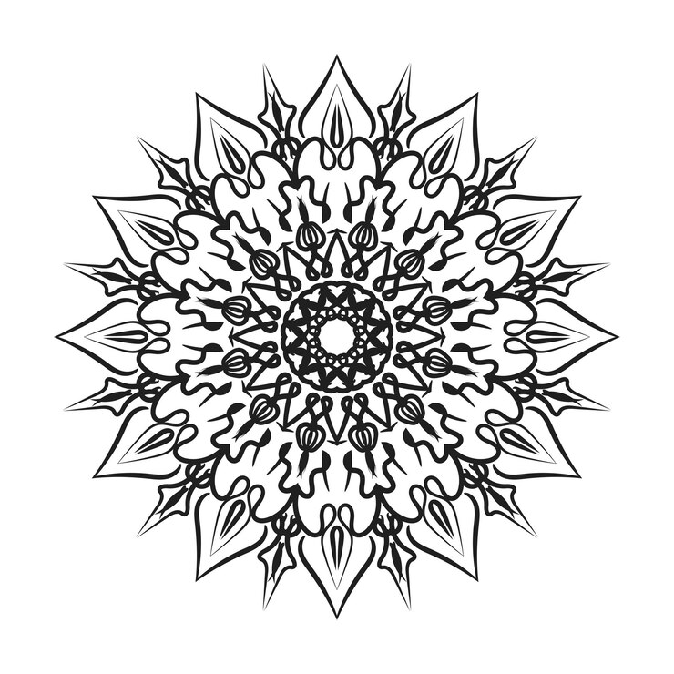 Dekorasi mandala digambar tangan dalam ornamen doodle oriental etnik