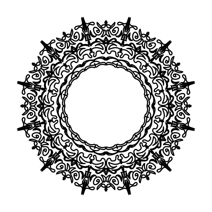 Dekorasi mandala digambar tangan dalam ornamen doodle oriental etnik