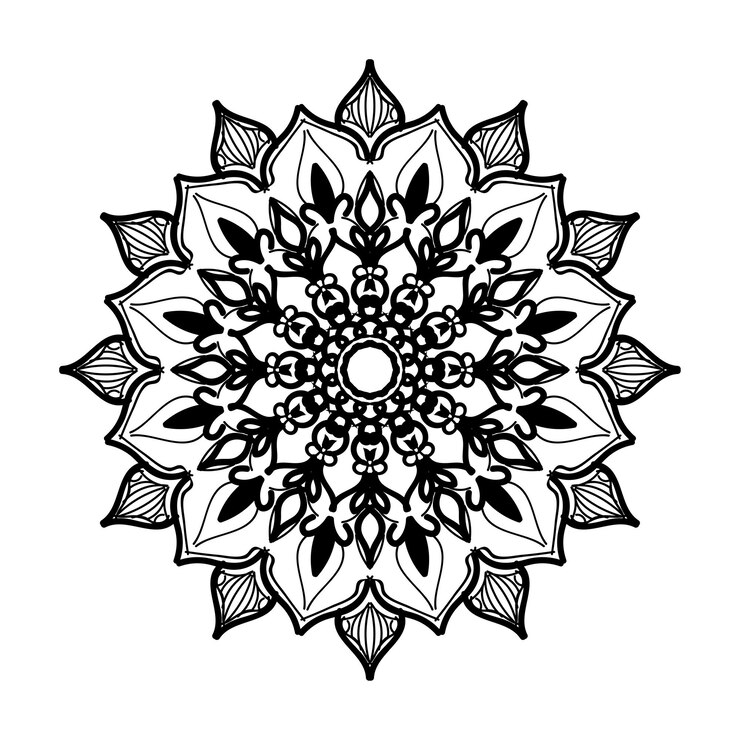 Dekorasi mandala digambar tangan dalam ornamen doodle oriental etnik