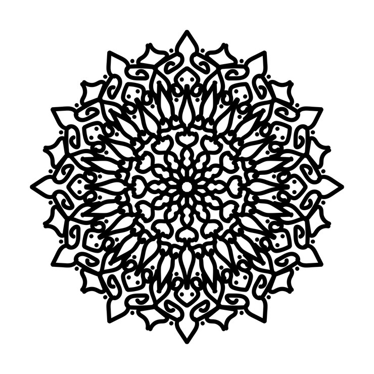 Dekorasi mandala digambar tangan dalam ornamen doodle oriental etnik