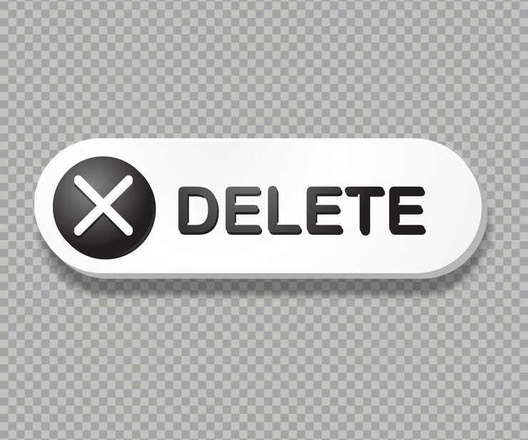 Vector delete button icon with cross mark