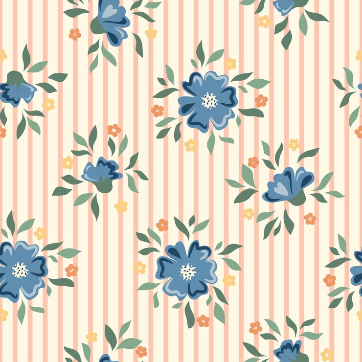 Delicate Chintz Romantic Meadow Wild Flowers and Stripes Vector Seamless Pattern