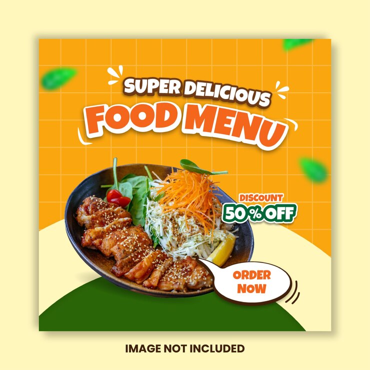 Vector delicious food menu social media post template