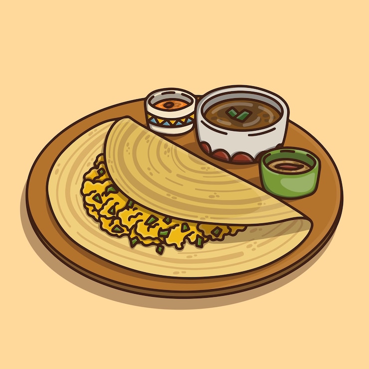 Vector delicious indian masala dosa illustration