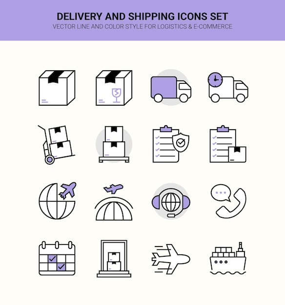Delivery and Shipping Icons Set