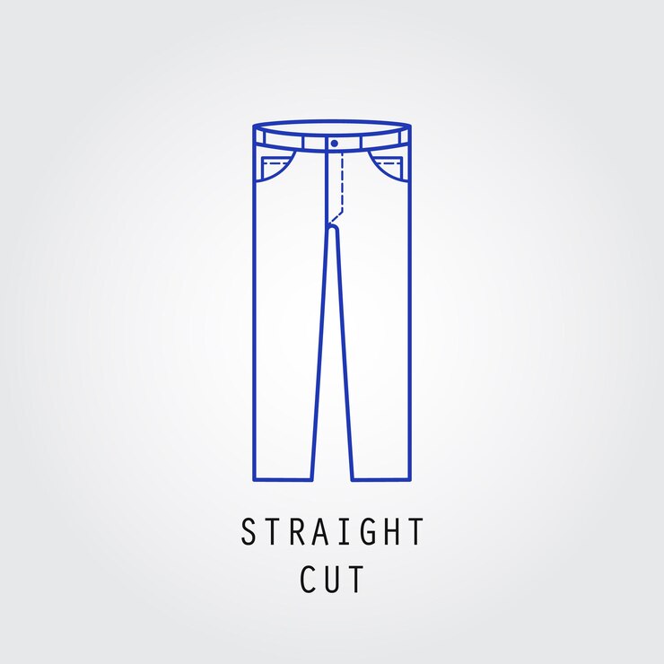 Denim fit icon. Type of trousers and jeans Straight Cut. Line vector icon silhouette.