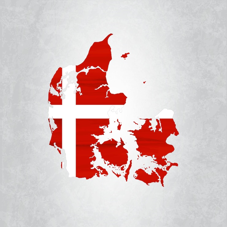 Vector denmark map with flag