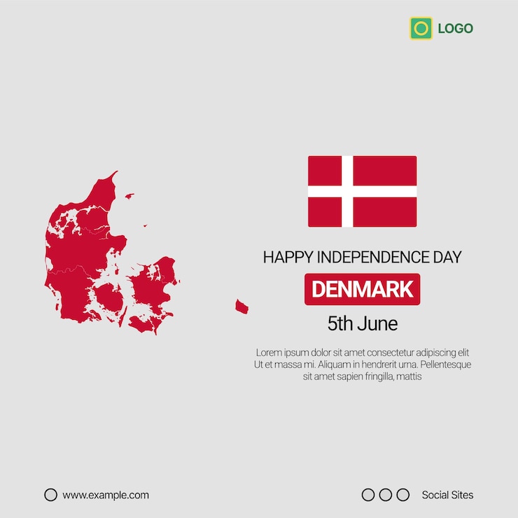 Vector denmark national day social media banner editable vector design with map and flag
