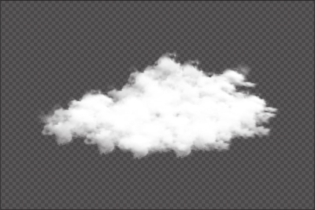 Dense cloud vector isolated on a dark background Realistic fog or smoke vector for storm or sunny weather design Cloudy sky or smog environmental design on a transparent background for templates