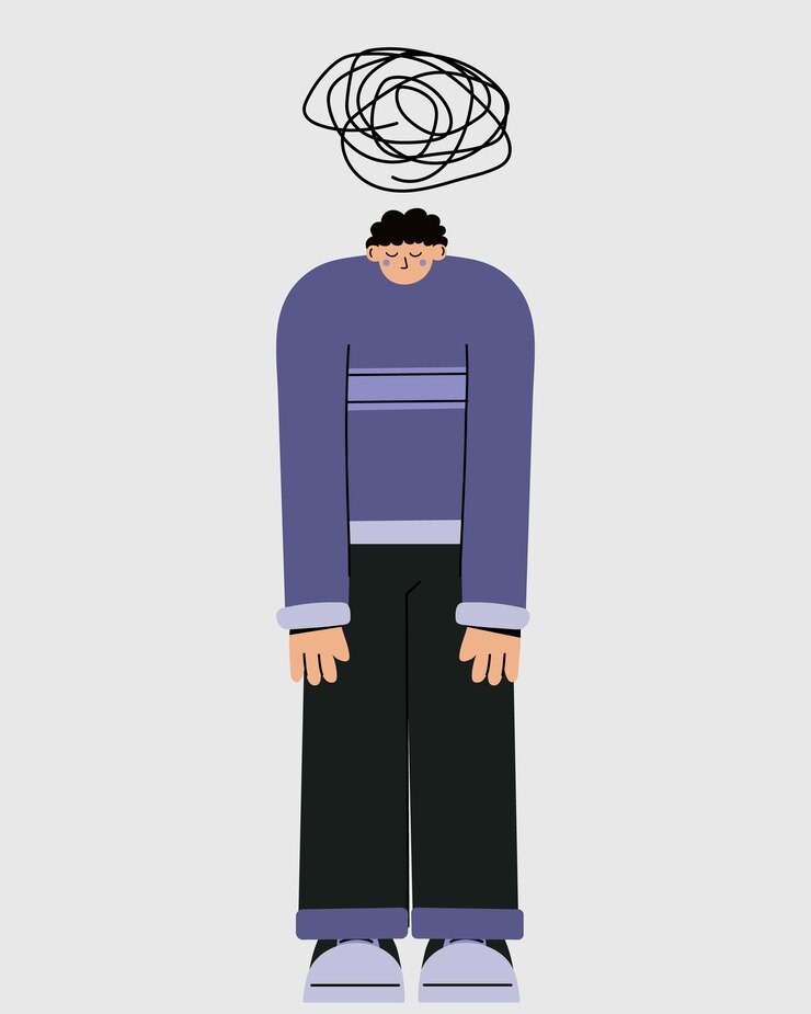 Depressed Character Illustration Concept of mental health Symbol of mental distress