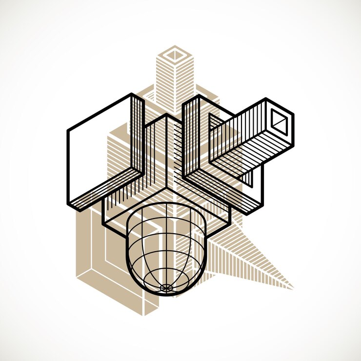 Vector desain 3d, bentuk kubus dimensi vektor abstrak.