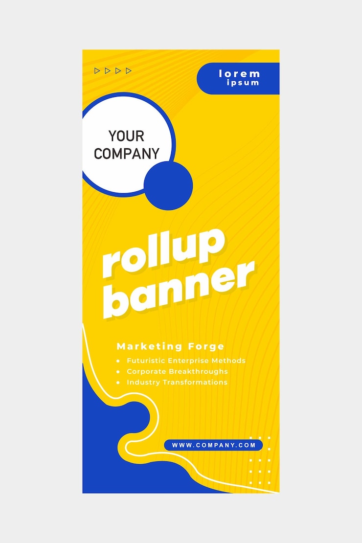 Vector desain banner rollup dengan bentuk sederhana untuk promosi perusahaan minimalis