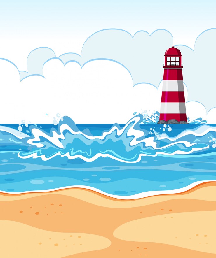 Vector desain datar pantai musim panas