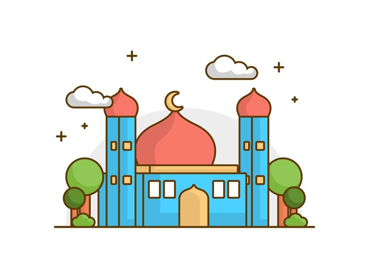 Vector desain garis besar masjid gaya modern