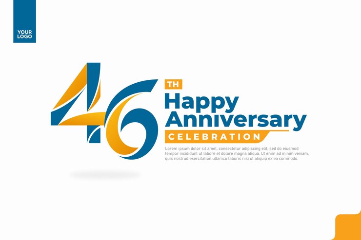 Desain ikon logo angka 46, logo angka ulang tahun ke-46, ulang tahun ke-46